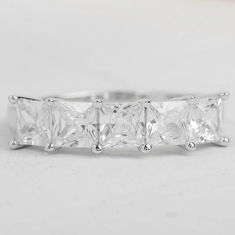 Princess Cut Moissanite Half Eternity Wedding Band