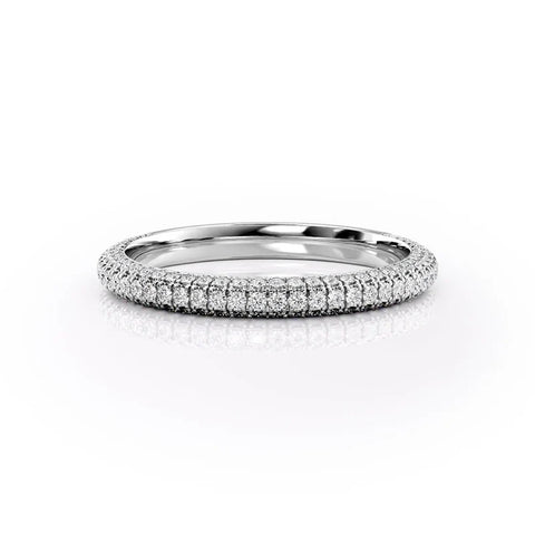 Micro Pave Round Cut Moissanite Wedding Eternity Band