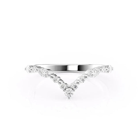 Moissanite Marquise & Round Cut Chevron Shape Wedding Band