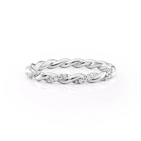 925 Sterling Silver Twisted Round Cut Moissanite Wedding Band