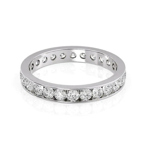 Moissanite Round Cut Channel Setting Diamond Wedding Band