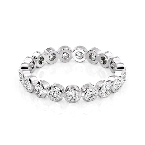 Moissanite Diamond Round Cut Bezel Set Wedding Band