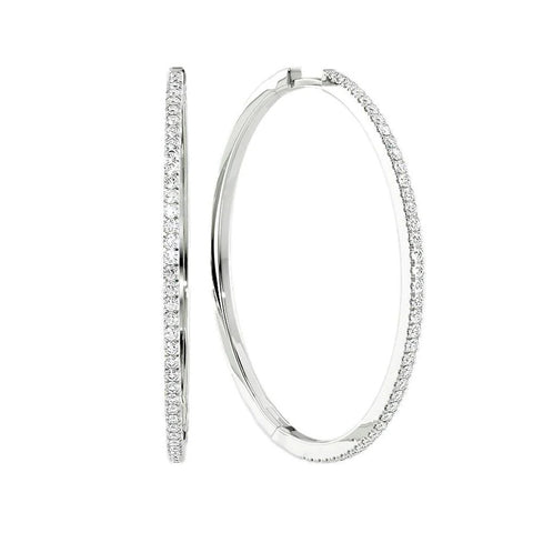 925 Sterling Silver Round Cut Moissanite Hoop Earrings