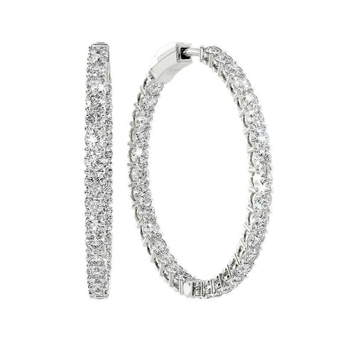 Colorless Moissanite Round Cut Big Hoop Lever Back Earrings