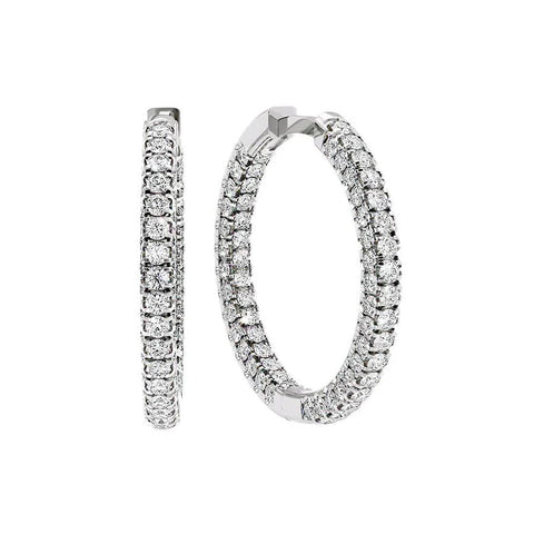 Moissanite Round Cut Inside Out Diamond Hoop Earring