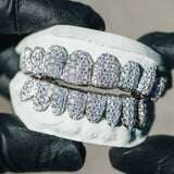 10k White Gold Iced Out 8 On 8 Moissanite Grillz
