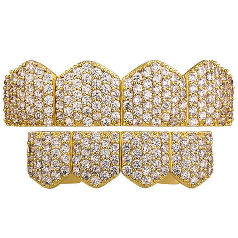 925 Sterling Silver Moissanite Diamond Grillz 4 Set