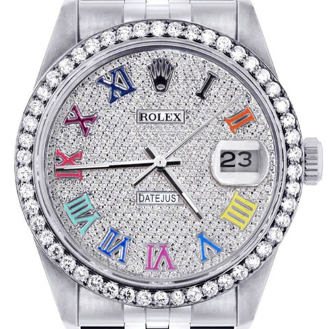 Moissanite Automatic Luxury Roman Rainbow Dial Watch