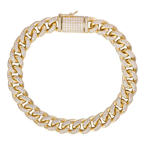Yellow Tone Cuban Link Moissanite Bracelet