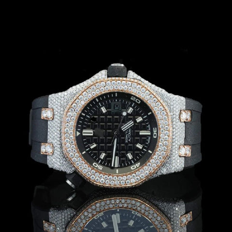 Black Color Dial Moissanite Wrist Watch