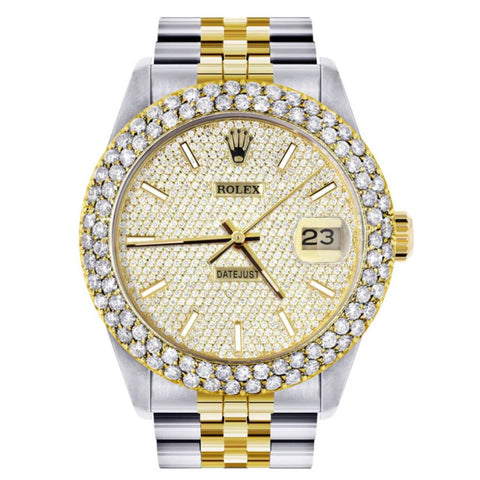 Custom Moissanite Jubilee Band Diamond Bezel Dial Watch