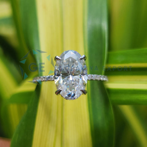 14K White Gold Oval Cut Lab Grown Diamond Engagement Ring