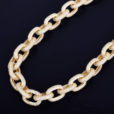 D Color Moissanite Diamond Rolo Cuban Chain For Men's