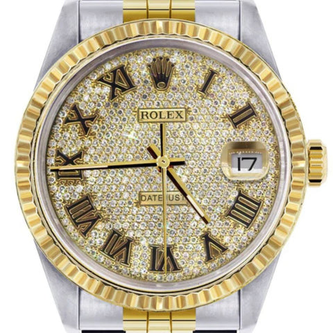 Jubilee Band Roman Numeric Moissanite Fancy Wrist Watch