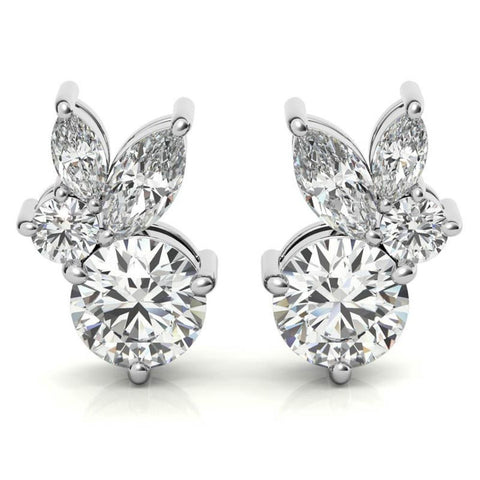 Premium Round & Marquise Moissanite Stud Earrings