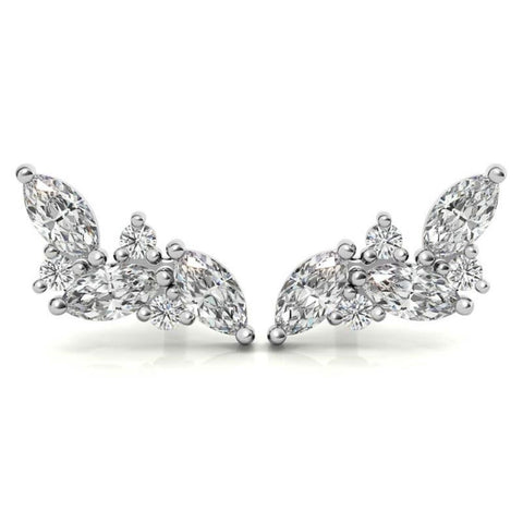 Leaf Style Marquise Cut Moissanite Earrings