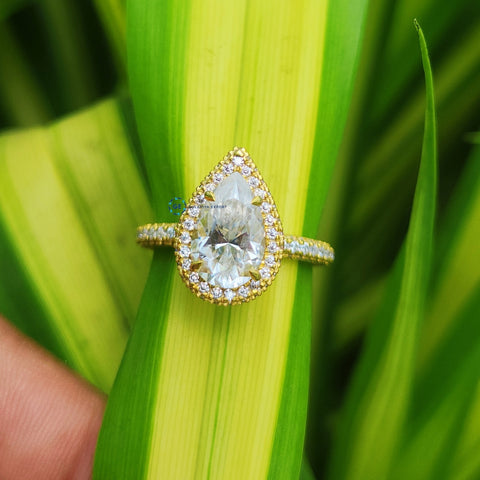 Pear Cut Lab Grown Diamond Micro Pave Wedding Ring