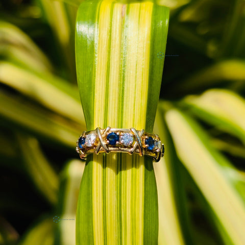 Round Cut Full Eternity Ring Blue Lab Grown Diamond Wedding Band