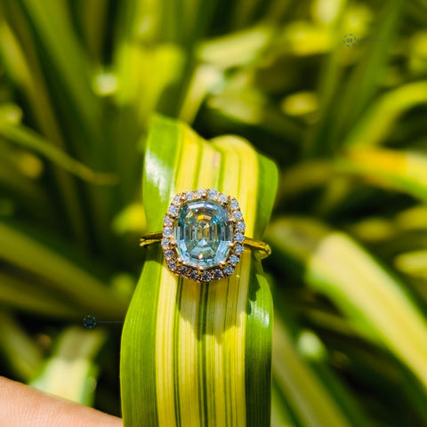 Halo Style Yellow Gold Unique Cut For Women