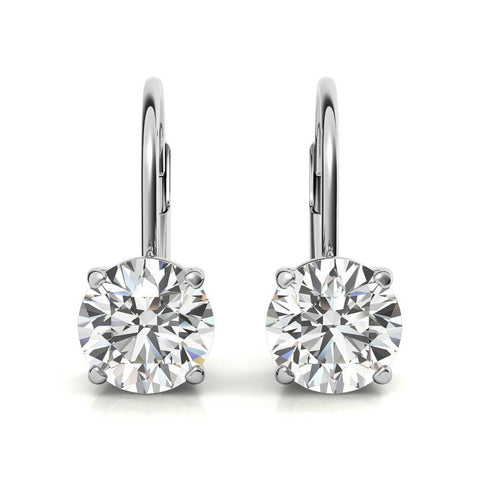 Classic Solitaire Round Cut Moissanite Hoop Earrings