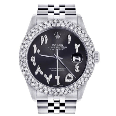 Moissanite Black Color Arabic Hip Hop Watch