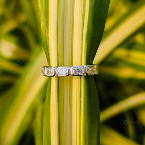 Bezel Set White Gold Radiant Cut Wedding Band For Women