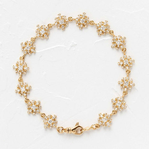 Round Cut Moissanite Flower Shape Tennis Bracelet For Women