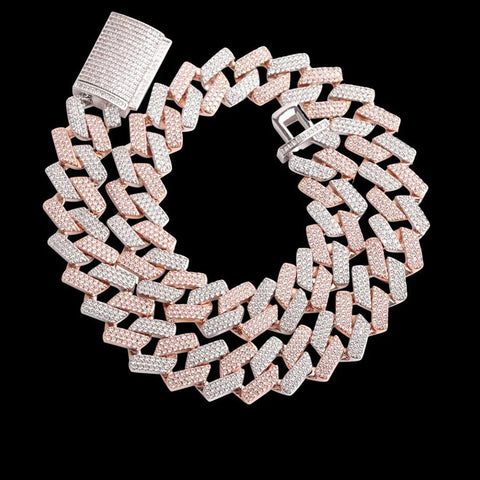 Dual Tone Moissanite luxury Cuban Chain Hip Hop Jewelry