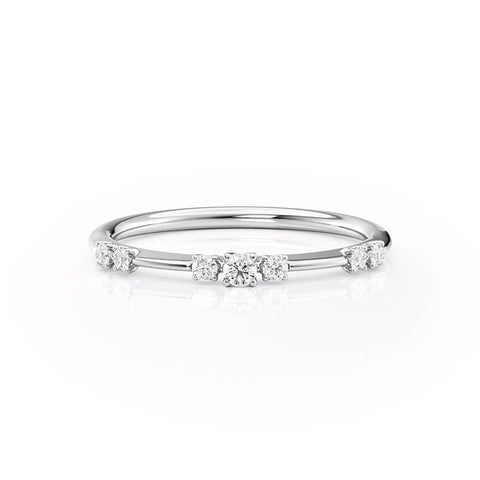 D Color Moissanite Round Cut Half Eternity Band