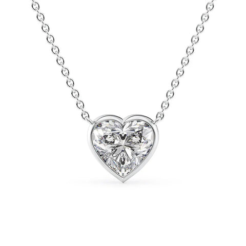 Bezel Set Heart Cut Solitaire Moissanite Pendant