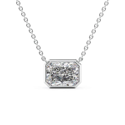 Radiant Cut D Color Moissanite Bezel Set Fancy Pendant