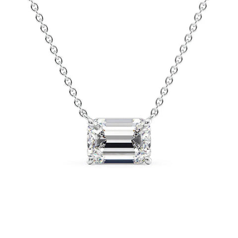 Moissanite Solitaire Emerald Cut Pendant Gift For Her