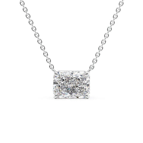 Hidden Halo Radiant Cut Moissanite Diamond Pendant