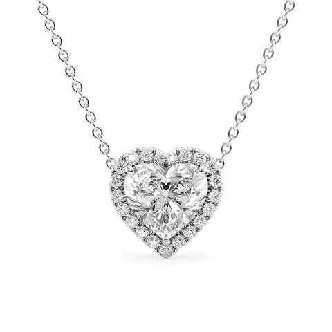 Moissanite Halo Heart Cut Pendant Birthday Gift For Her