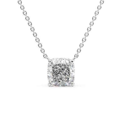 Hidden Halo Cushion Cut Moissanite Diamond Pendant