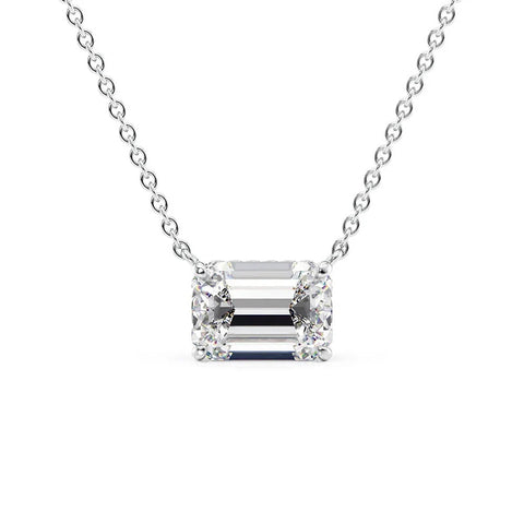 Hidden Halo VVS1 Moissnaite Diamond Emerald Cut Pendant
