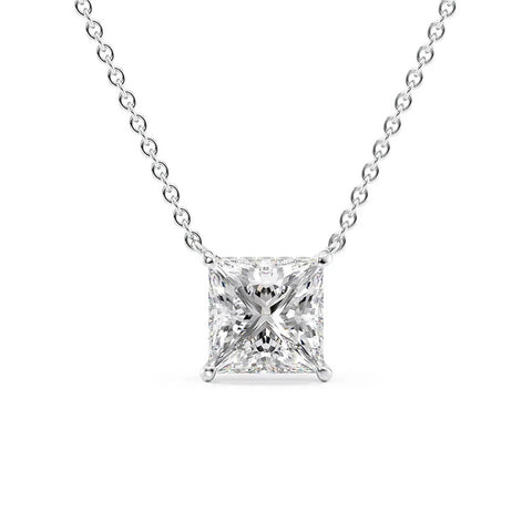 Moissanite Princess Cut Hidden Halo Pendant