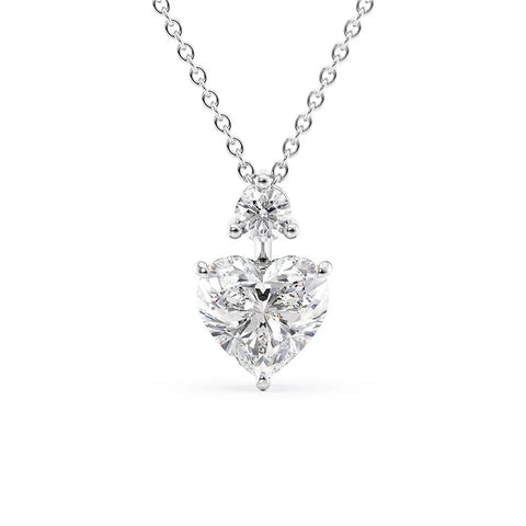 Heart & Round Cut Two Stone Moissanite Diamond Pendant