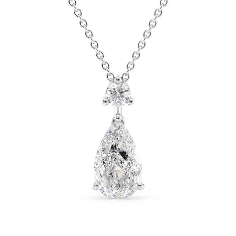 Hidden Halo Two Tone Pear Cut Moissanite Pendant