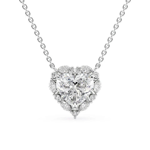 Heart Cut VVS1 Moissanite Unique Halo Pendant