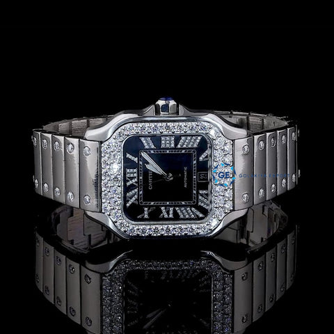 Blue Color Moissanite Diamond Wrist Luxury Watch