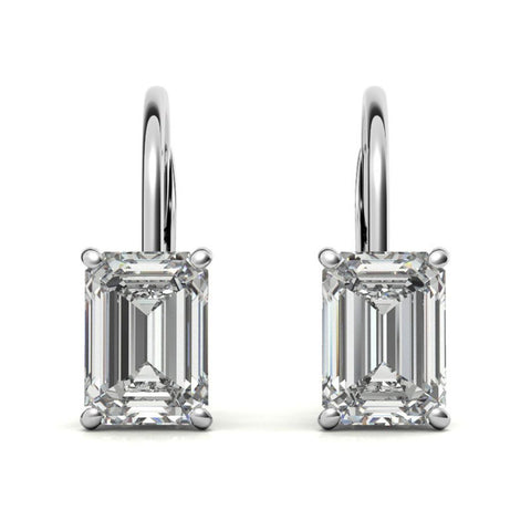 Moissanite Emerald Cut Dainty Wear Hoop Earrings