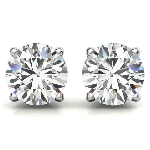 Timeless Four Prong Round Moissanite Stud Earrings