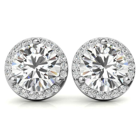 Round Cut Halo Moissanite Earrings For Her