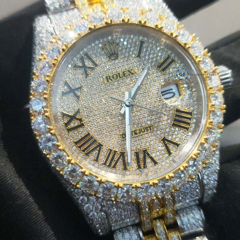 Moissanite Diamond Dual Tone Iced Out Hip Hop Men's Watch