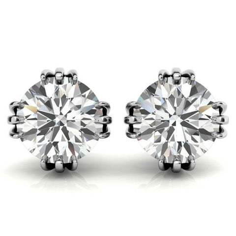Round Cut Triple Prong Moissanite Small Earrings