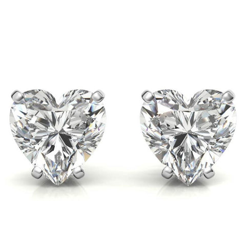 Modern Solitaire Heart Cut Moissanite Earrings