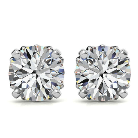 Delicate Moissanite Round Cut Stud Earrings