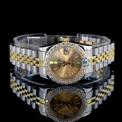 Colorless Moissanite Two Tone Automatic Men's Watch