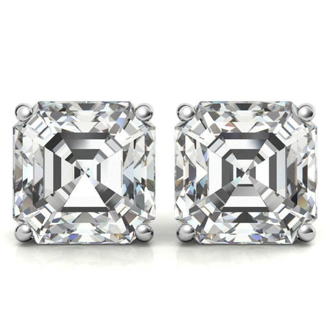 Solitaire Moissanite Assher Cut Push Back Stud Earrings